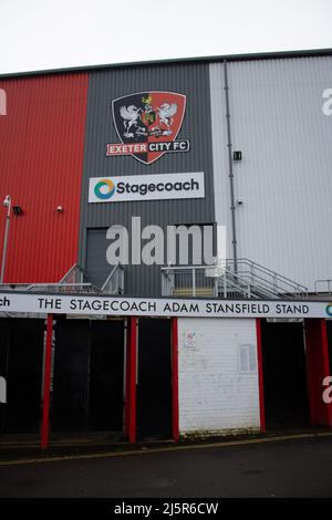 EXETER, Royaume-Uni - 3 MARS 2021 CoVid-19 confinement pour Exeter City FC, également connu sous le nom de Grecs, jouant à St James Park, stade déserté et bloqué Banque D'Images