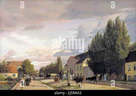 Christen Kobke. 'Vue sur une rue à Østerbro à l'extérieur de Copenhague. Morning Light' par le peintre danois de l'âge d'or, Christen Schiellerup Købke (1810-1848), huile sur toile, 1836 Banque D'Images