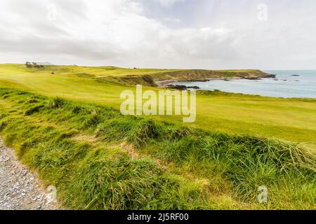 Vue depuis le sentier sur le parcours de golf de Porthdinllaen, au nord du pays de Galles. Banque D'Images