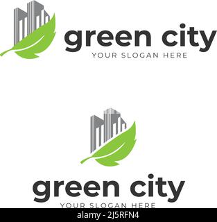 Logo de la société Natural Real Estate | Leaf City Illustration de Vecteur