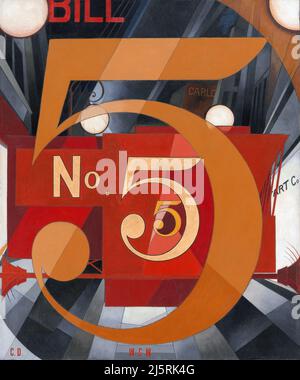 Art de Charles Demuth - J'ai vu la figure 5 dans le style de Precisionisme Or (1928). Banque D'Images