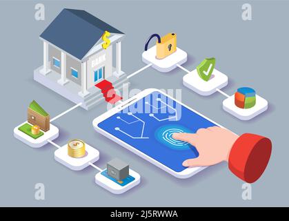Illustration du vecteur de l'application de paiement mobile en ligne sécurisé Illustration de Vecteur