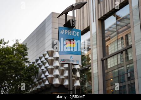 Affiche du parti alternative für Deutschland pour l'élection du Bundestag 2021. Provoquant une publicité accrochée dans la zone piétonne de la ville. Banque D'Images