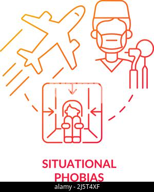 Icône de concept de gradient rouge des phobies situationnelles Illustration de Vecteur