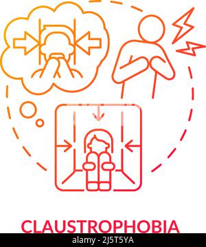 Icône de concept de gradient rouge de claustrophobie Illustration de Vecteur