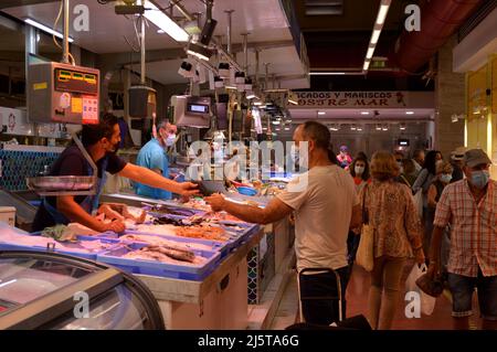 Mercat Municipal del Cabanyal, étals de marché à valence Banque D'Images