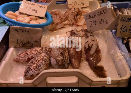 Mercat Municipal del Cabanyal, étals de marché à valence Banque D'Images