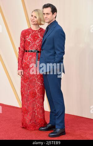 Londres, Royaume-Uni. Claire Danes portant une robe Prada, Hugh Dancy, Downton Abbey : une première mondiale de la nouvelle ère, Cineworld Leicester Square. Banque D'Images