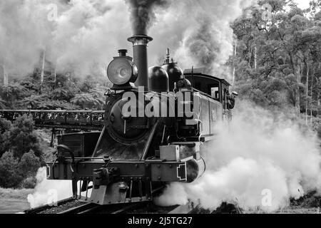 Puffing Billy Noir et blanc Banque D'Images