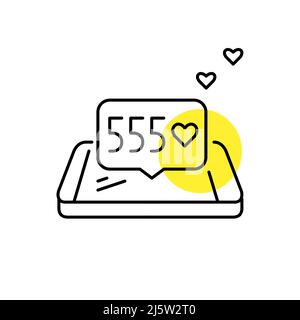 Aime les annonces sur les réseaux sociaux. Message sur un téléphone isométrique. Icône de ligne de contour pixel Perfect, modifiable Illustration de Vecteur