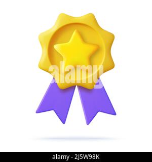 3D Médaille du gagnant avec ruban. Illustration de Vecteur