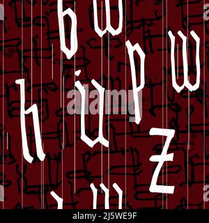 Motif sans couture alphabet de style gothique calligraphie, lettrage.Lettres latines médiévales européennes.Arrière-plan vectoriel Illustration de Vecteur