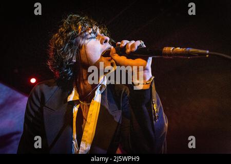 Copenhague, Danemark. 24th, mars 2022. Le groupe de punk danois Iceage joue un concert à VEGA à Copenhague. Ici, la chanteuse Elias Bender Ronnenfelt est vue en direct sur scène. (Crédit photo: Gonzales photo - Thomas Rasmussen). Banque D'Images