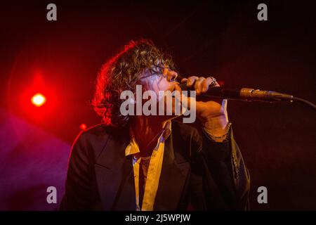 Copenhague, Danemark. 24th, mars 2022. Le groupe de punk danois Iceage joue un concert à VEGA à Copenhague. Ici, la chanteuse Elias Bender Ronnenfelt est vue en direct sur scène. (Crédit photo: Gonzales photo - Thomas Rasmussen). Banque D'Images