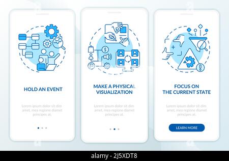 L'écran bleu de l'application mobile d'intégration des meilleures pratiques de cartographie de la chaîne de valeur Illustration de Vecteur