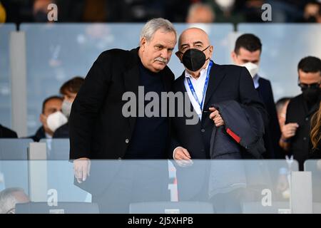 Italie. 25th avril 2022. Adriano Galliani, entrepreneur et politicien italien, PDG de Monza et vice-président de la Ligue professionnelle nationale B. pendant le match de football de la série B, Stadio Benito Stirpe, Frosinone v Monza, au stade Benito Stirpe, Frosinone City, Italie. 25 avril 2022 (photo d'AllShotLive/Sipa USA) crédit: SIPA USA/Alay Live News Banque D'Images