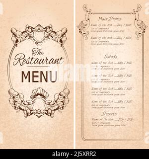 Modèle de menu de restaurant rétro avec cadre et décoration vectorielle illustration Illustration de Vecteur