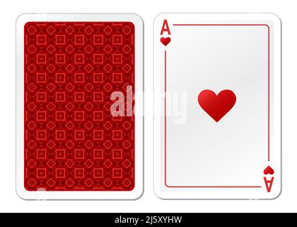 As des cœurs. Cartes à jouer isolées sur blanc Illustration de Vecteur