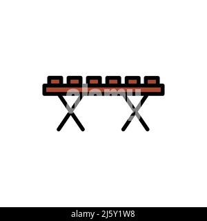 Icône de couleur de banc extérieur en bois. Pictogramme de contour pour la page Web, l'application mobile, la promotion Illustration de Vecteur