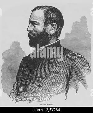 Portrait de Fitz-John porter, général de l'Armée de l'Union dans la guerre civile américaine. illustration du siècle 19th. Banque D'Images