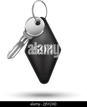 Clé de chambre d'hôtel avec un nombre réaliste sur fond blanc illustration Illustration de Vecteur