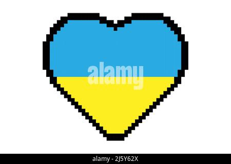 Pixel coeur Ukraine icône conception simple Illustration de Vecteur