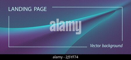 Violet, motif sarcelle au néon de lignes pointillées. Page d'arrivée futuriste, présentation, modèle de bannière. Courbes abstraites tachetées. Expérience technologique. Po Illustration de Vecteur