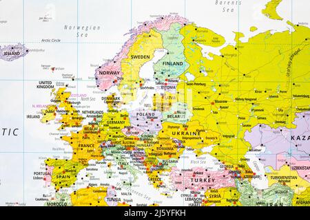 Carte des pays de l'Europe Banque D'Images