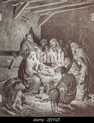 Art graphique de Gustave Dore publié dans la Sainte Bible. Banque D'Images