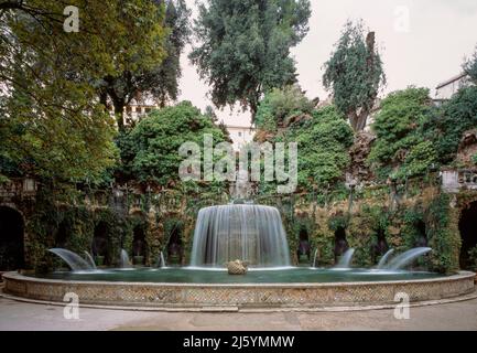 Tivoli, Villa d'Este, Tivoli, Renaissancegarten von Brunnen Banque D'Images