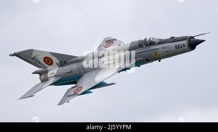 La lance de la Force aérienne roumaine MIG 21 présente au Royal International Air Tattoo (RIAT) Fairford 2019 Banque D'Images