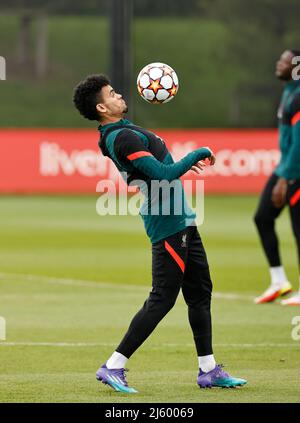 Kirkby, Merseyside, Royaume-Uni. 26th avril 2022: AXA Training Center, Kirkby, Merseyside, Angleterre: Liverpool FC formation avant leur demi-finale de la Ligue des Champions contre Villarreal: Luis Diaz de Liverpool crédit: Action plus Sports Images/Alay Live News Banque D'Images