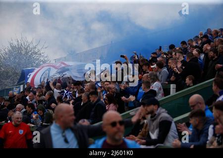 Fans du comté de Stockport à Yeovil Town Banque D'Images