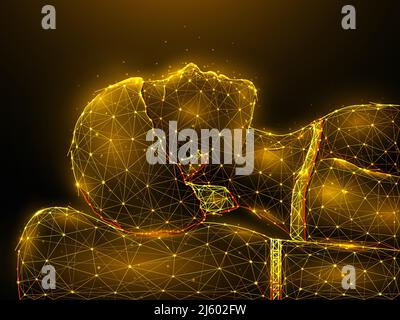 Illustration vectorielle polygonale d'un patient allongé sur la table d'opération. Une personne est couché sur un lit lo poly art Illustration de Vecteur