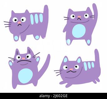 Dessin vectoriel illustration collection de caractères mignon chat.Doodle style de dessin animé. Illustration de Vecteur
