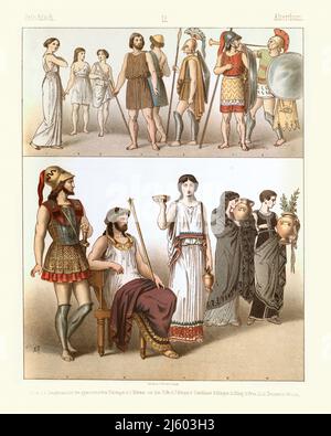 Costumes et mode de la Grèce antique, femme grecque, solidaires, roi, Histoire de la mode Banque D'Images