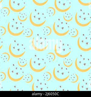 Motif vectoriel sans couture avec croissant de lune et étoiles de style boho. Arrière-plan des enfants. Illustration de Vecteur