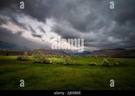Cercle de pierres de Castlerigg est situé près de Keswick dans le Lake District UK Banque D'Images