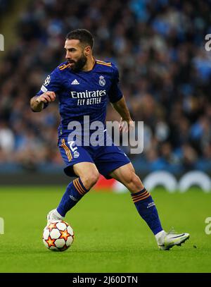 Dani Carvajal du Real Madrid lors de la demi-finale de la Ligue des champions de l'UEFA, First Leg, au stade Etihad, à Manchester. Date de la photo: Mardi 26 avril 2022. Banque D'Images