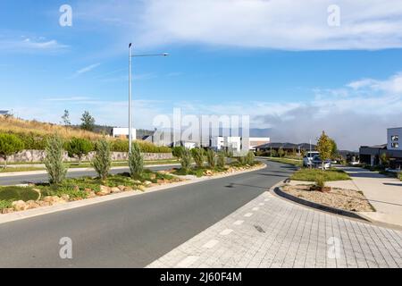 Nouvelle banlieue de Canberra en cours d'établissement à Denman Prospect dans la région de la vallée de Molonglo, Canberra, TERRITOIRE DE LA CAPITALE AUSTRALIENNE, Australie Banque D'Images