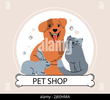 Logo de la boutique d'animaux Illustration de Vecteur