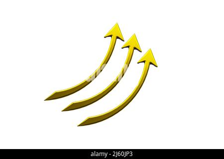 Business or flèches graphique statistiques croissance ventes logo icône 3D image modèle de rendu Banque D'Images