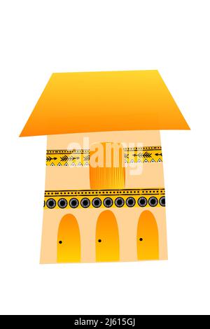 Illustration vectorielle d'une maison africaine ou d'une maison de toute tribu de couleurs orange Illustration de Vecteur