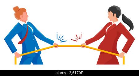 Deux femmes d'affaires tirent de corde. Illustration de Vecteur