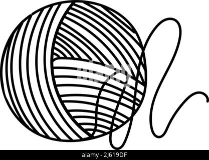 Une boule de fil, un style d'esquisse dessiné à la main. Enroulement du filetage dans une sphère. Fait à la main. Filetage. Laine. Fils pour tricoter. Vecteur illustrateur simple Illustration de Vecteur