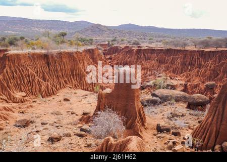 Vue panoramique sur les canyons OL Jogi à Nanyuki, Kenya Banque D'Images