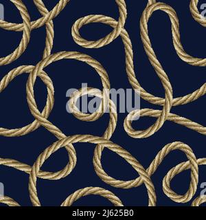 Corde de bateau torsadée sur fond bleu marine motif vectoriel sans couture illustration Illustration de Vecteur