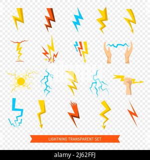 Jeu plat de lumières colorées et lumineuses et de boules de feu isolées dessus illustration vectorielle d'arrière-plan transparente Illustration de Vecteur