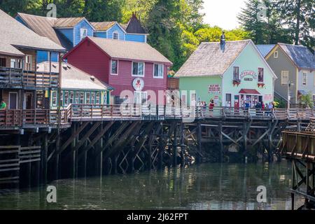 Boutiques et promenade sur Creek Street à Ketchikan Alaska Banque D'Images