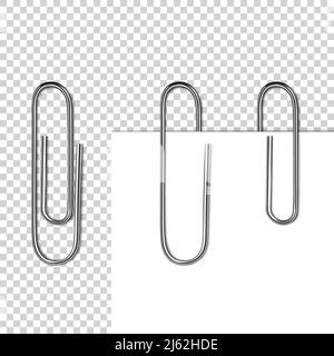 Page papier sur l'illustration vectorielle du métal 3D réaliste clip avec un mémo vierge ou une feuille de notes blanche isolée arrière-plan transparent Illustration de Vecteur